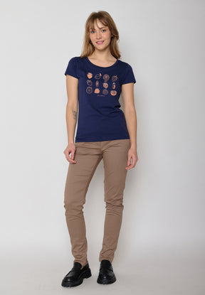 Navy: Sportliches T-Shirt aus Bio-Baumwolle für Damen [17056]