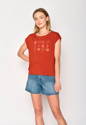 Clay Red: Lässiges Shirt aus LENZING™ TENCEL™ Mix für Damen [17060]