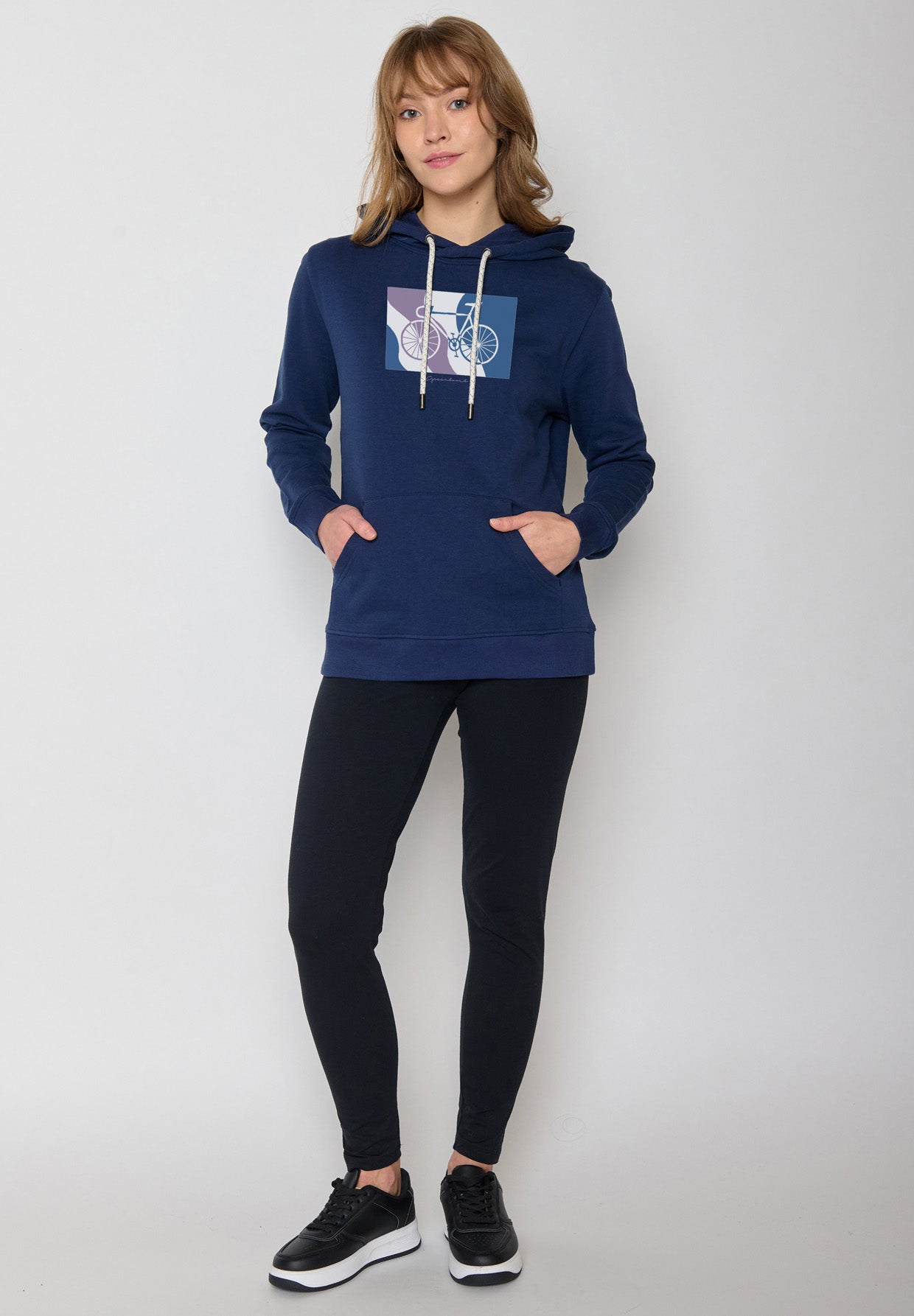 Navy: Gemütlicher Hoodie aus Bio-Baumwolle für Damen [17065]