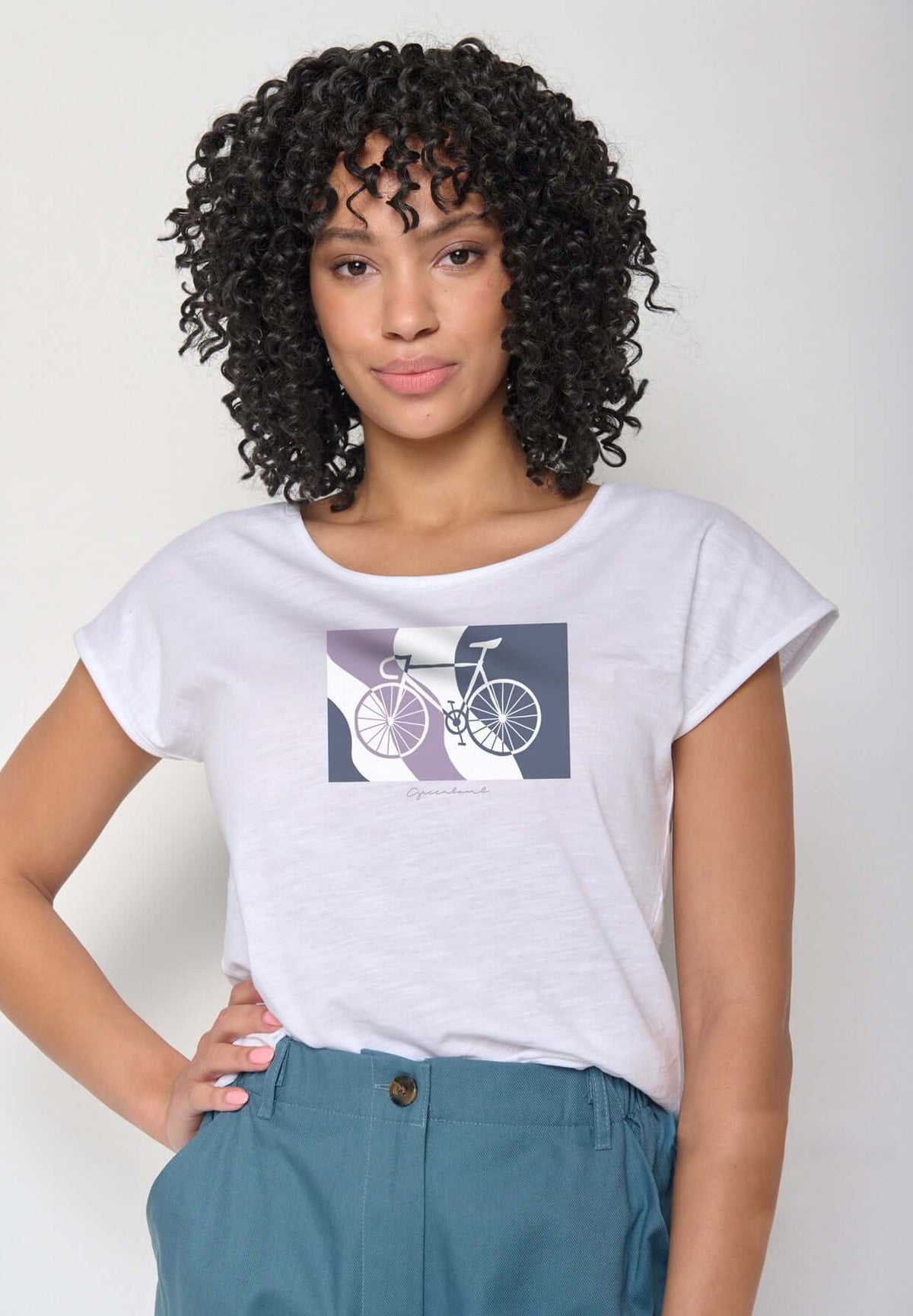 Weiß:  Sportliches T-Shirt aus Bio-Baumwolle für Damen [17069]