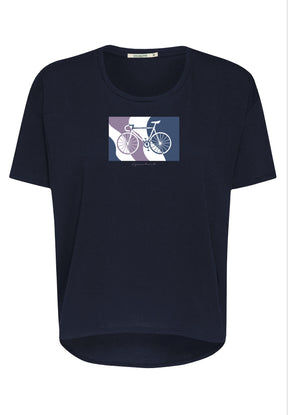 Navy: Lässiges T-Shirt aus Bio-Baumwoll-Mix für Damen [17074]