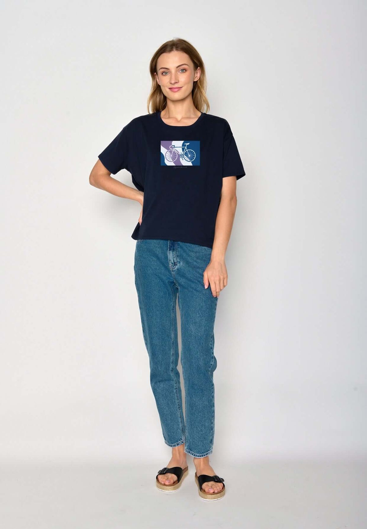 Blau:  Lässiges T-Shirt aus Bio-Baumwoll Mix für Damen [17075]