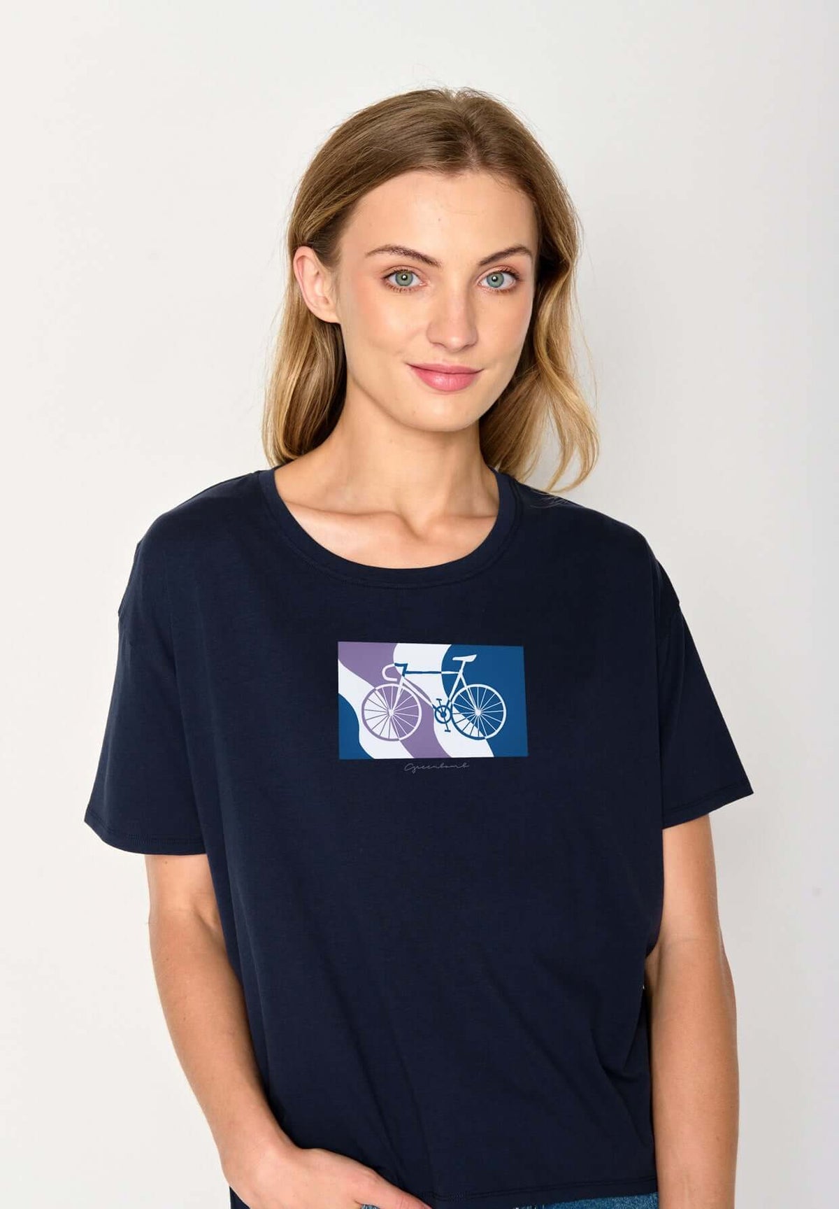 Blau:  Lässiges T-Shirt aus Bio-Baumwoll Mix für Damen [17078]