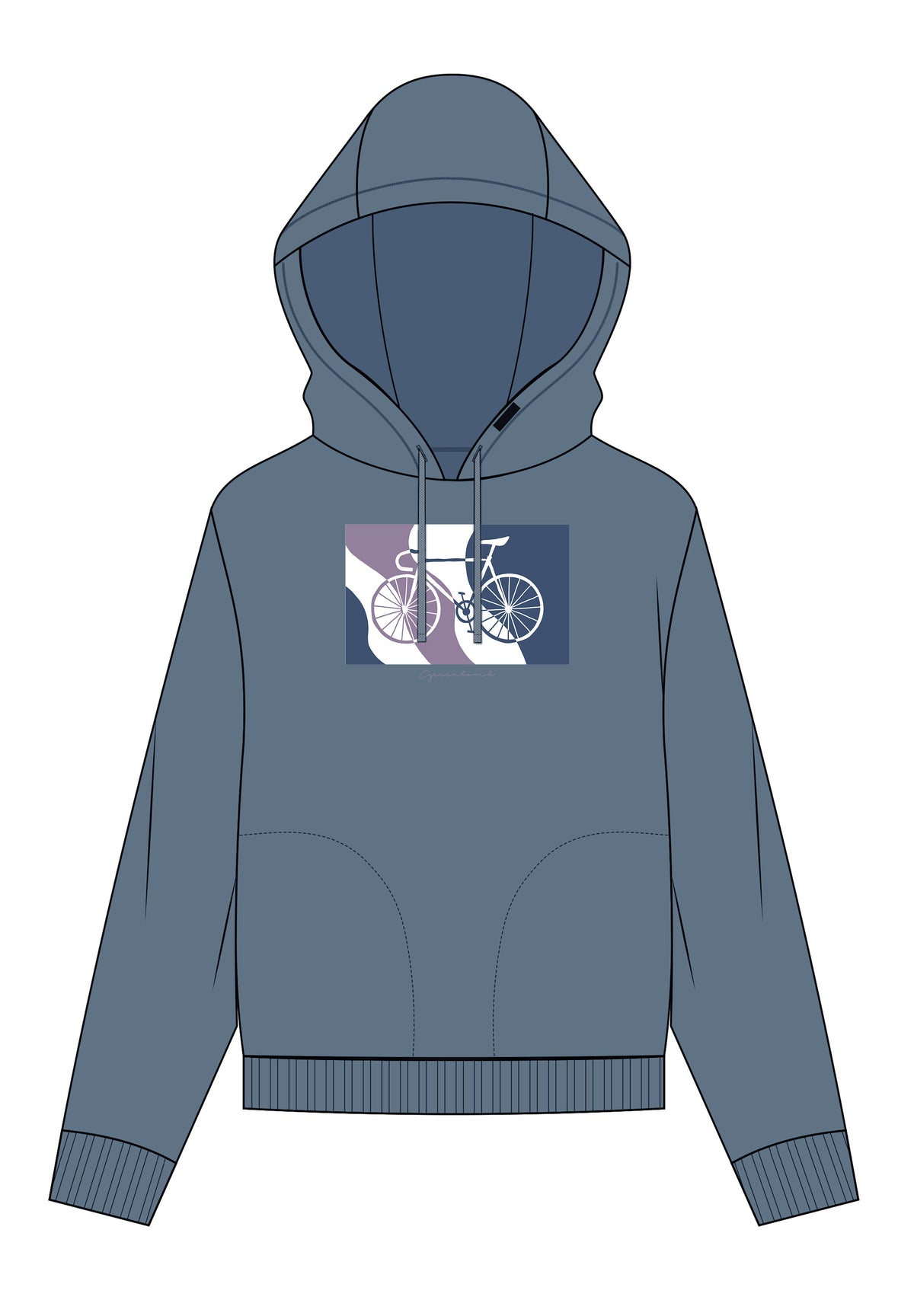 Vintage Blue: Gemütlicher Hoodie aus Bio-Baumwoll Mix für Damen [17079]