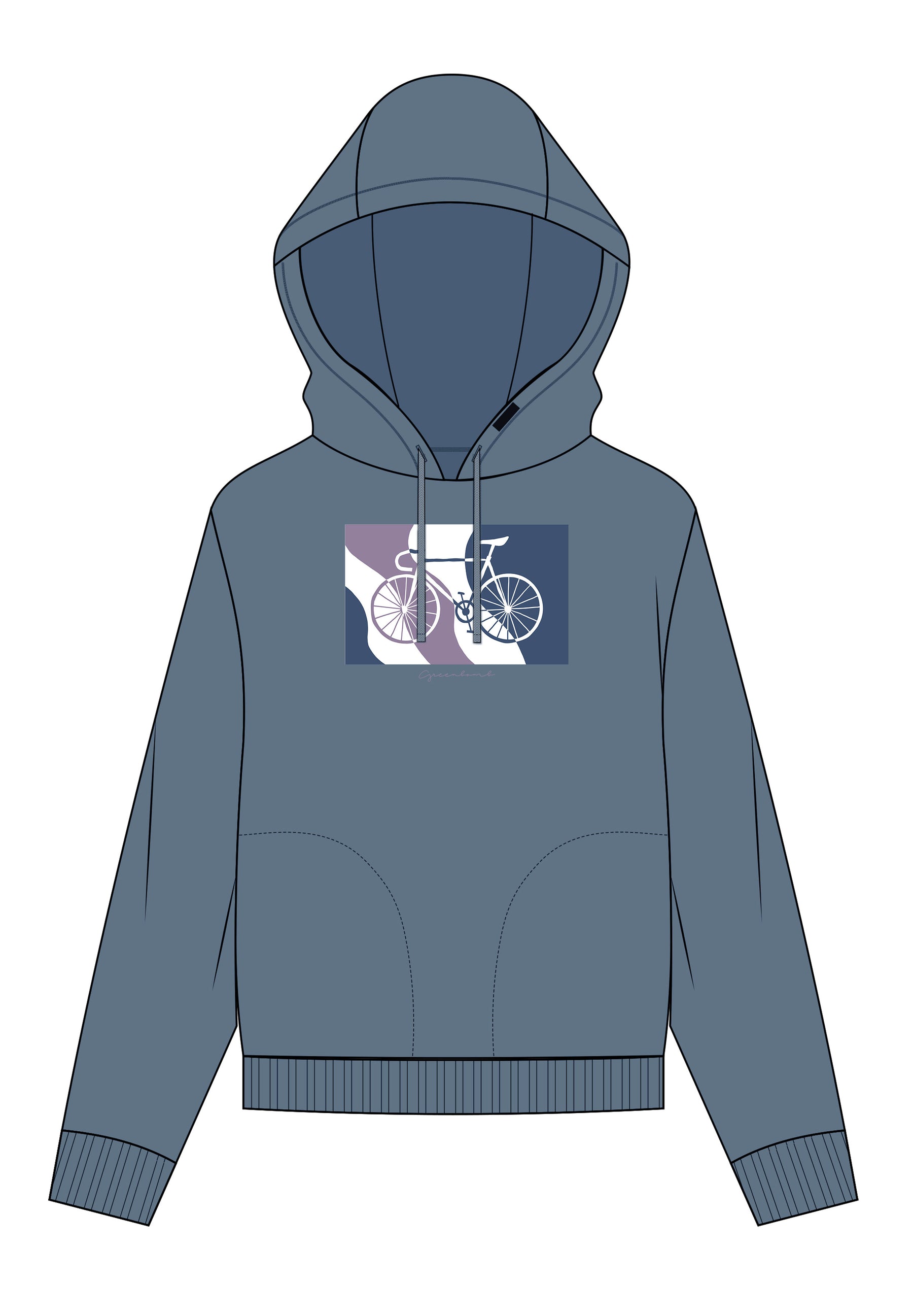 Vintage Blue: Gemütlicher Hoodie aus Bio-Baumwoll Mix für Damen [17079]