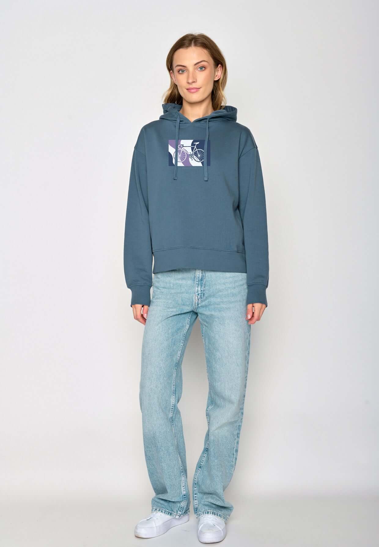 Blau:  Gemütlicher Hoodie aus Bio-Baumwoll Mix für Damen [17081]