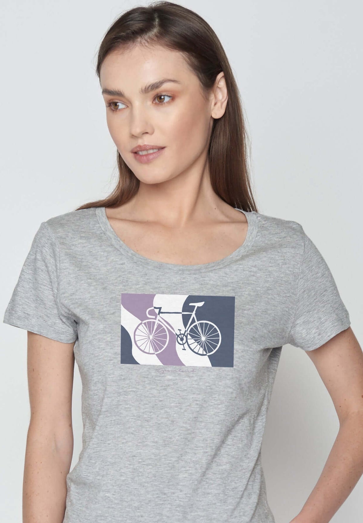 Grau:  Lässiges T-Shirt aus Bio-Baumwolle für Damen [17085]