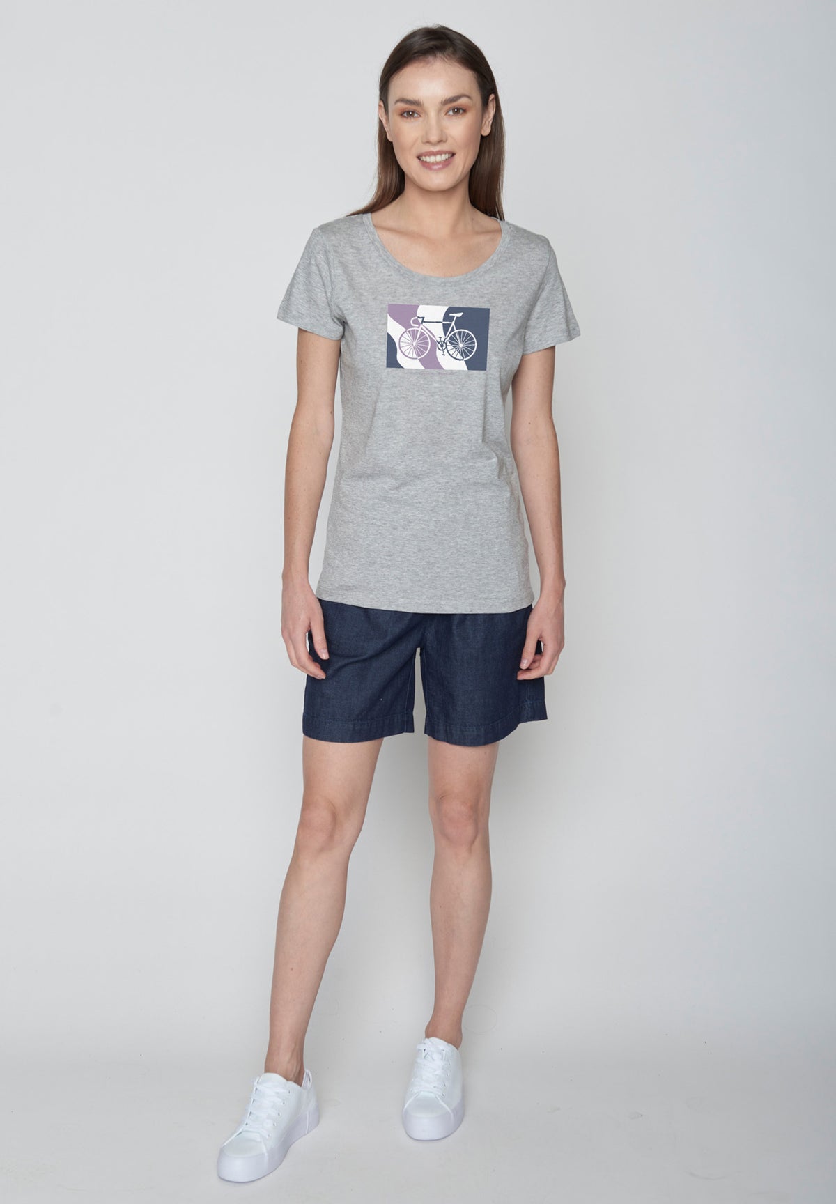 Heather Grey: Sportliches T-Shirt aus Bio-Baumwolle für Damen [17086]