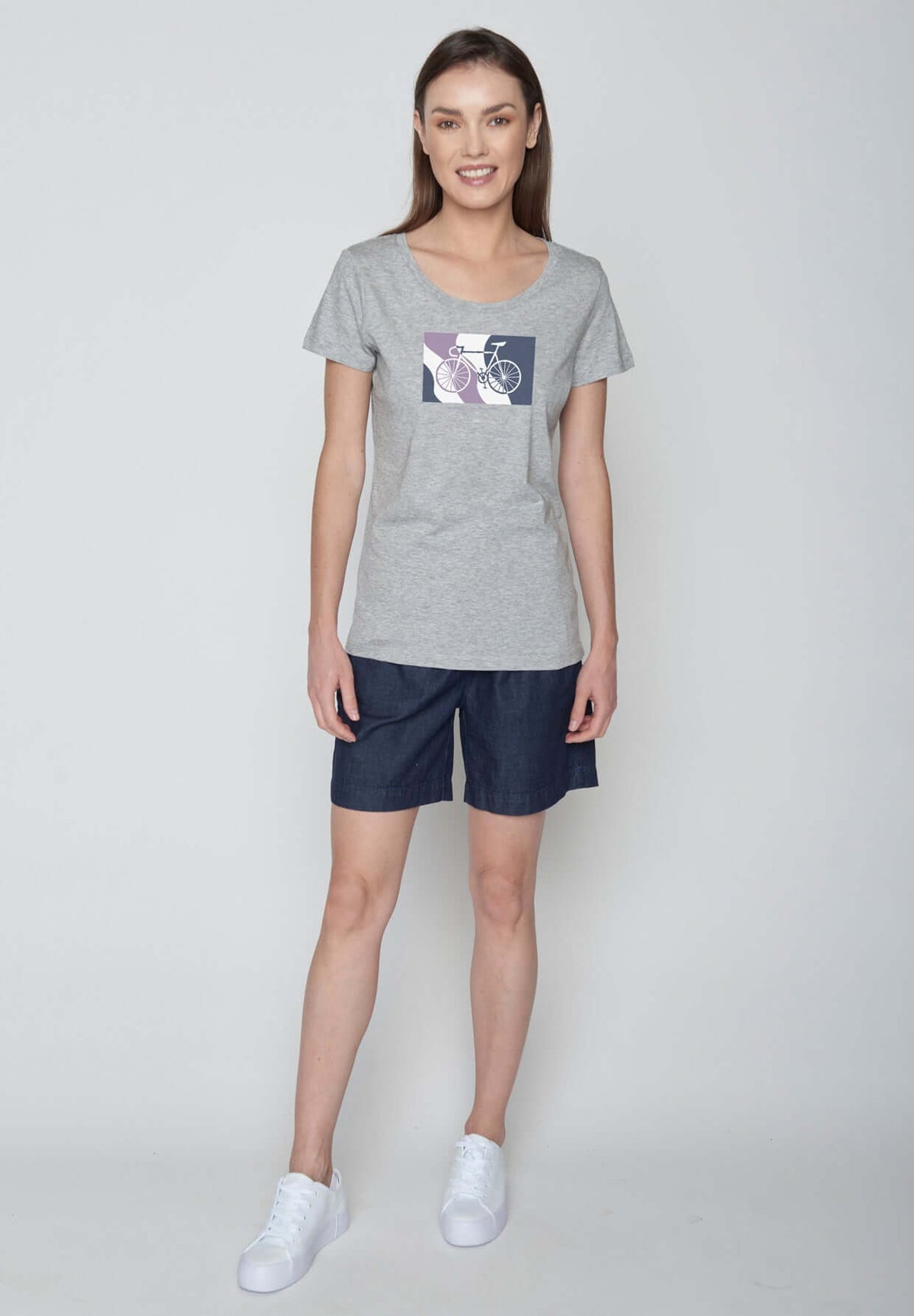 Grau:  Lässiges T-Shirt aus Bio-Baumwolle für Damen [17086]