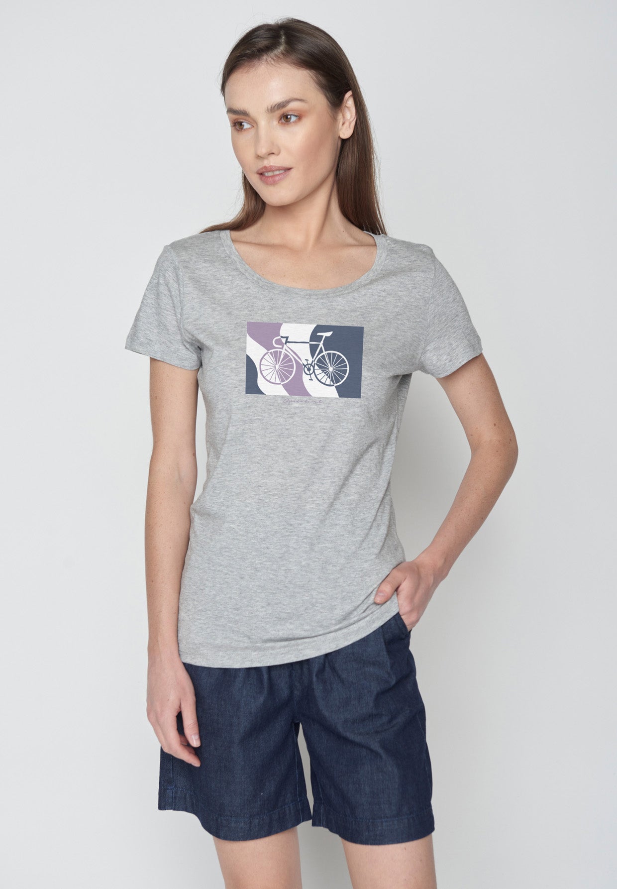 Heather Grey: Sportliches T-Shirt aus Bio-Baumwolle für Damen [17088]
