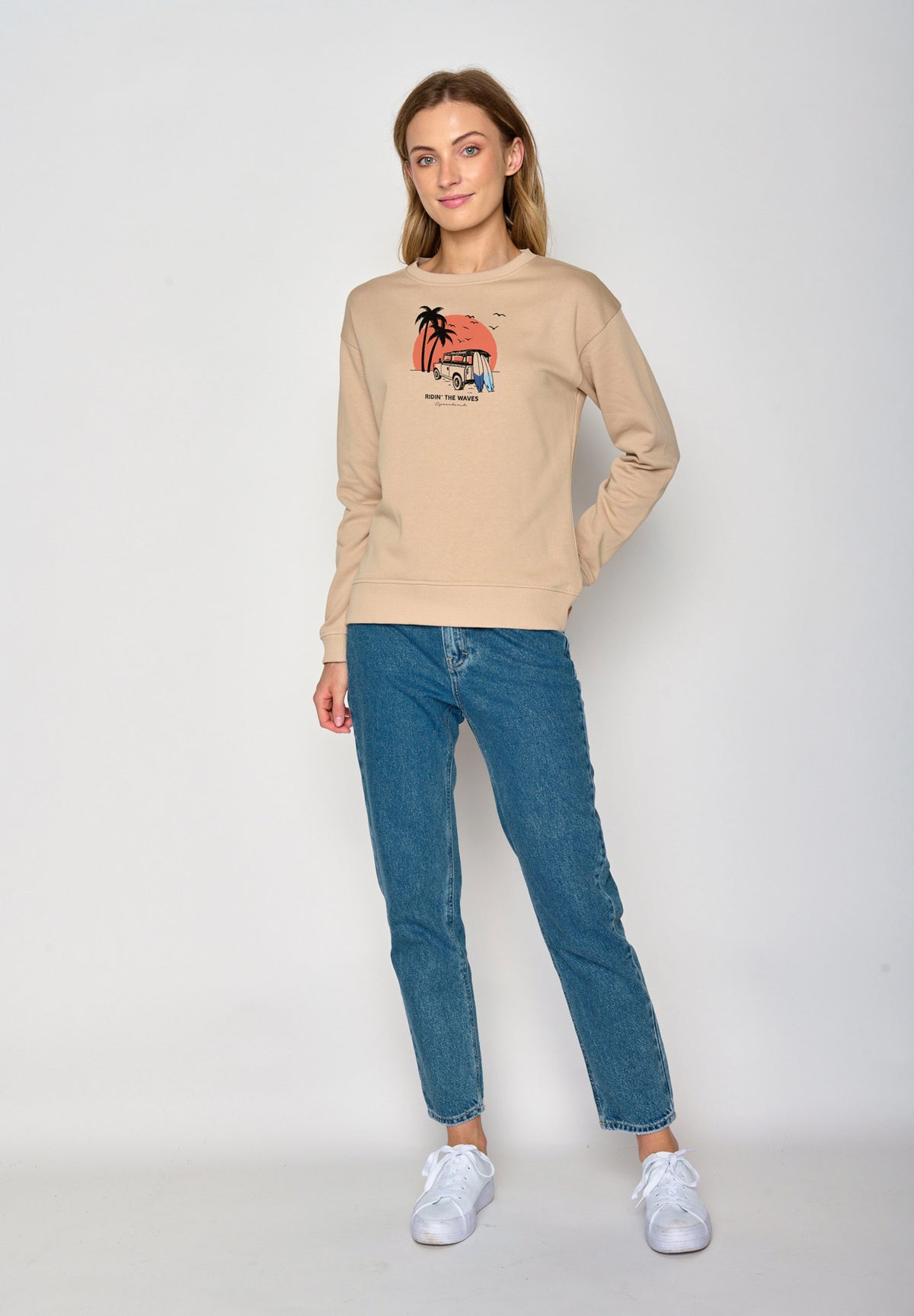 Latte: Gemütliches Sweatshirt aus Bio-Baumwolle für Damen [17098]