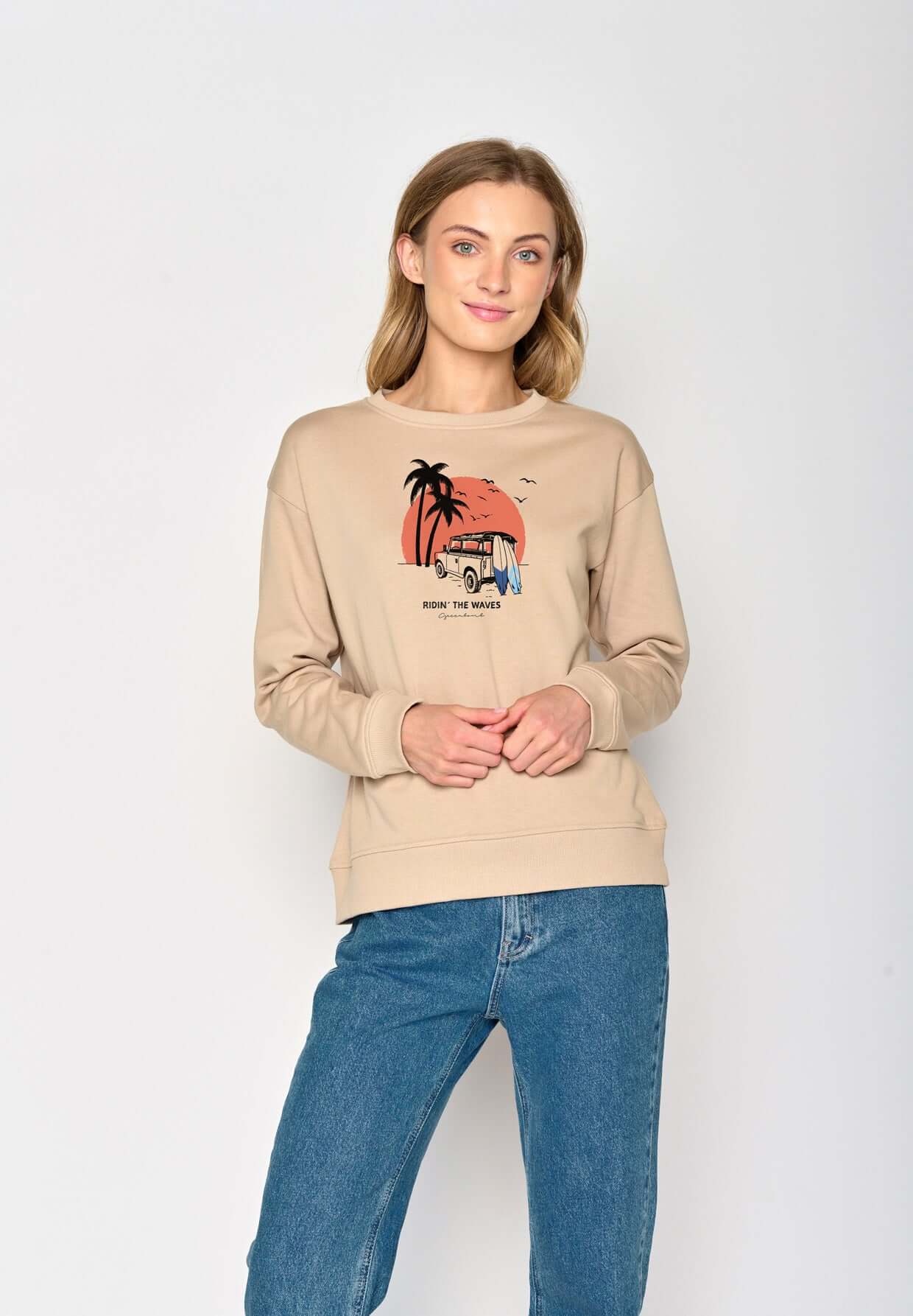 Braun:  Gemütliches Sweatshirt aus Bio-Baumwolle für Damen [17100]