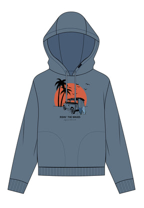 Vintage Blue: Gemütlicher Hoodie aus Bio-Baumwoll Mix für Damen [17104]