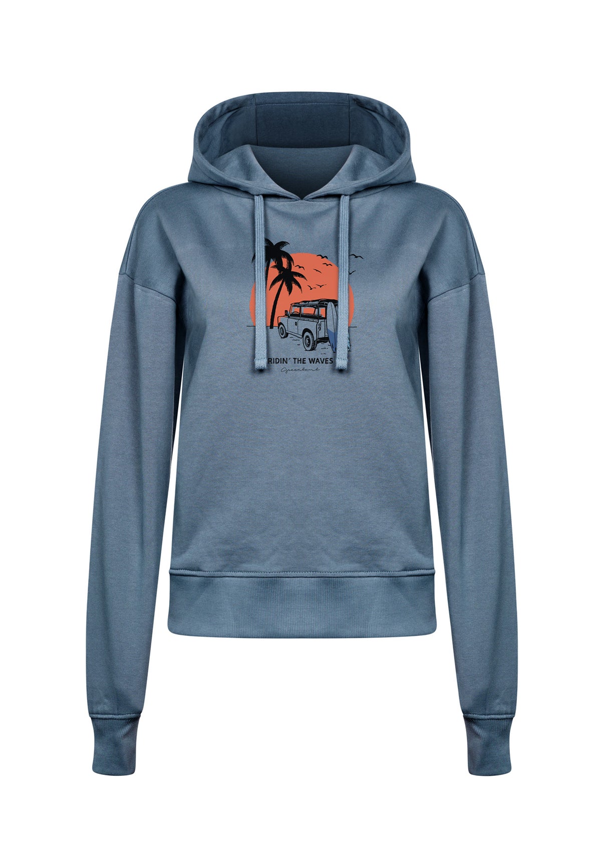 Vintage Blue: Gemütlicher Hoodie aus Bio-Baumwoll Mix für Damen [17105]