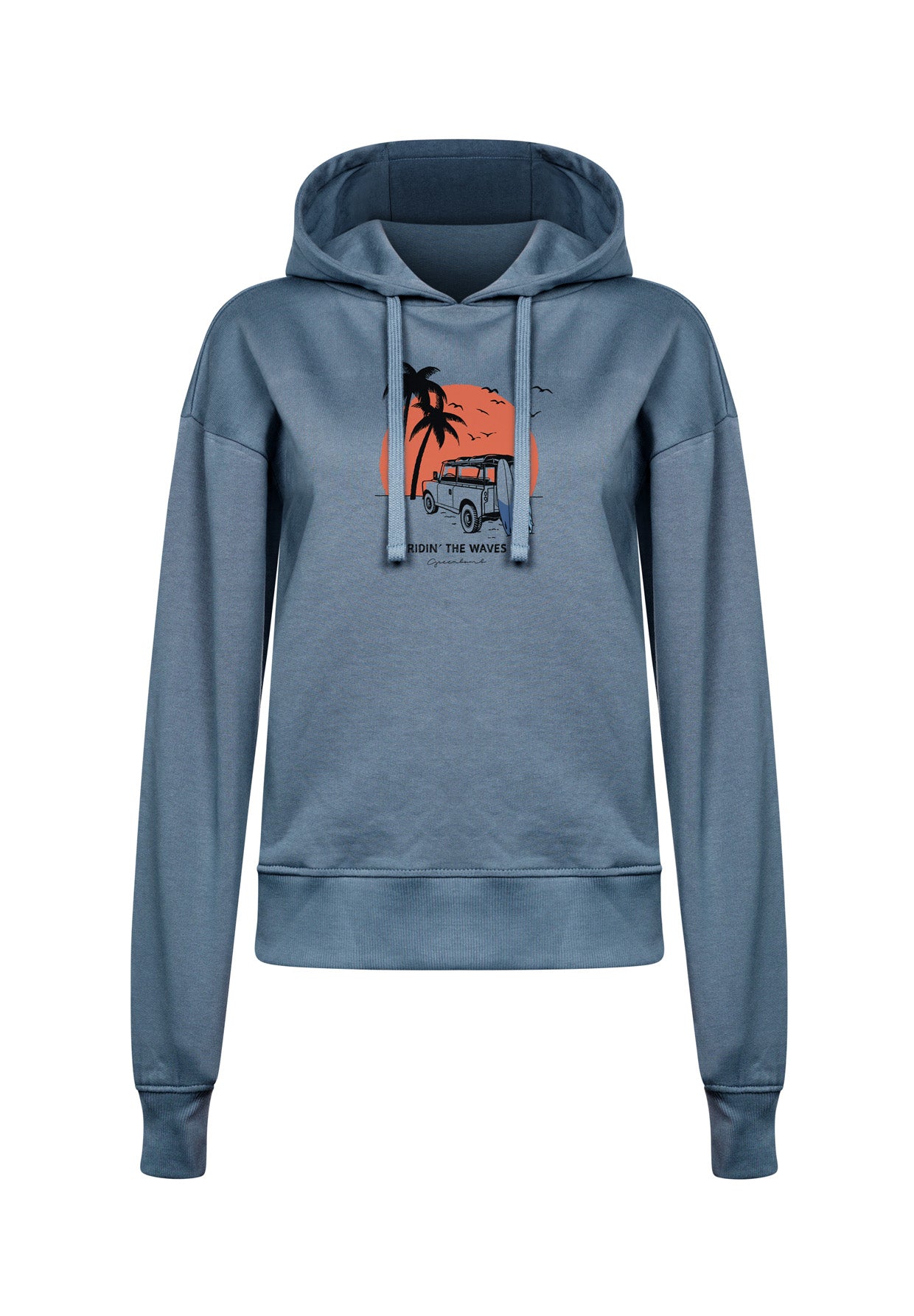 Vintage Blue: Gemütlicher Hoodie aus Bio-Baumwoll Mix für Damen [17105]