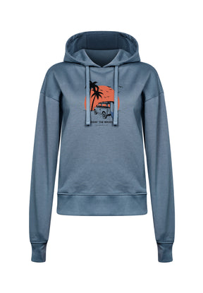 Vintage Blue: Gemütlicher Hoodie aus Bio-Baumwoll Mix für Damen [17105]