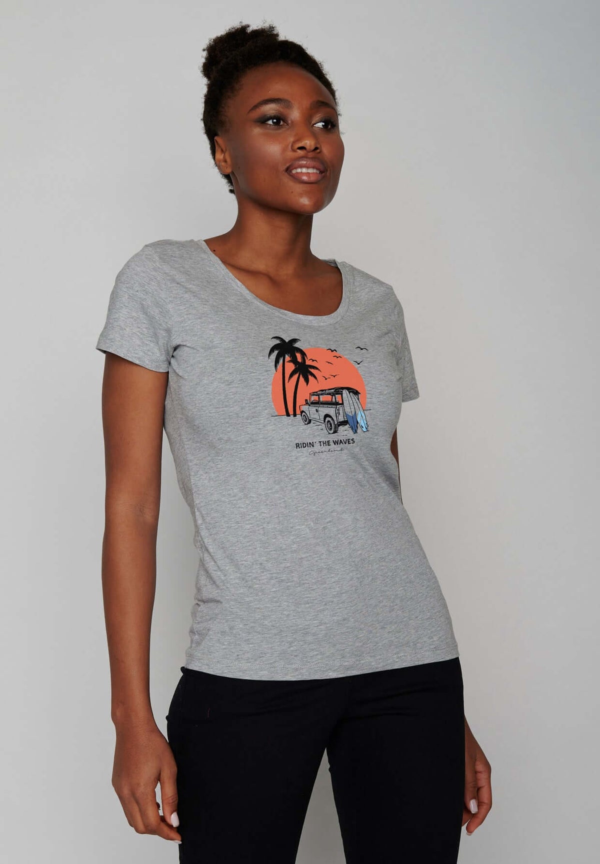 Grau:  Lässiges T-Shirt aus Bio-Baumwolle für Damen [17112]