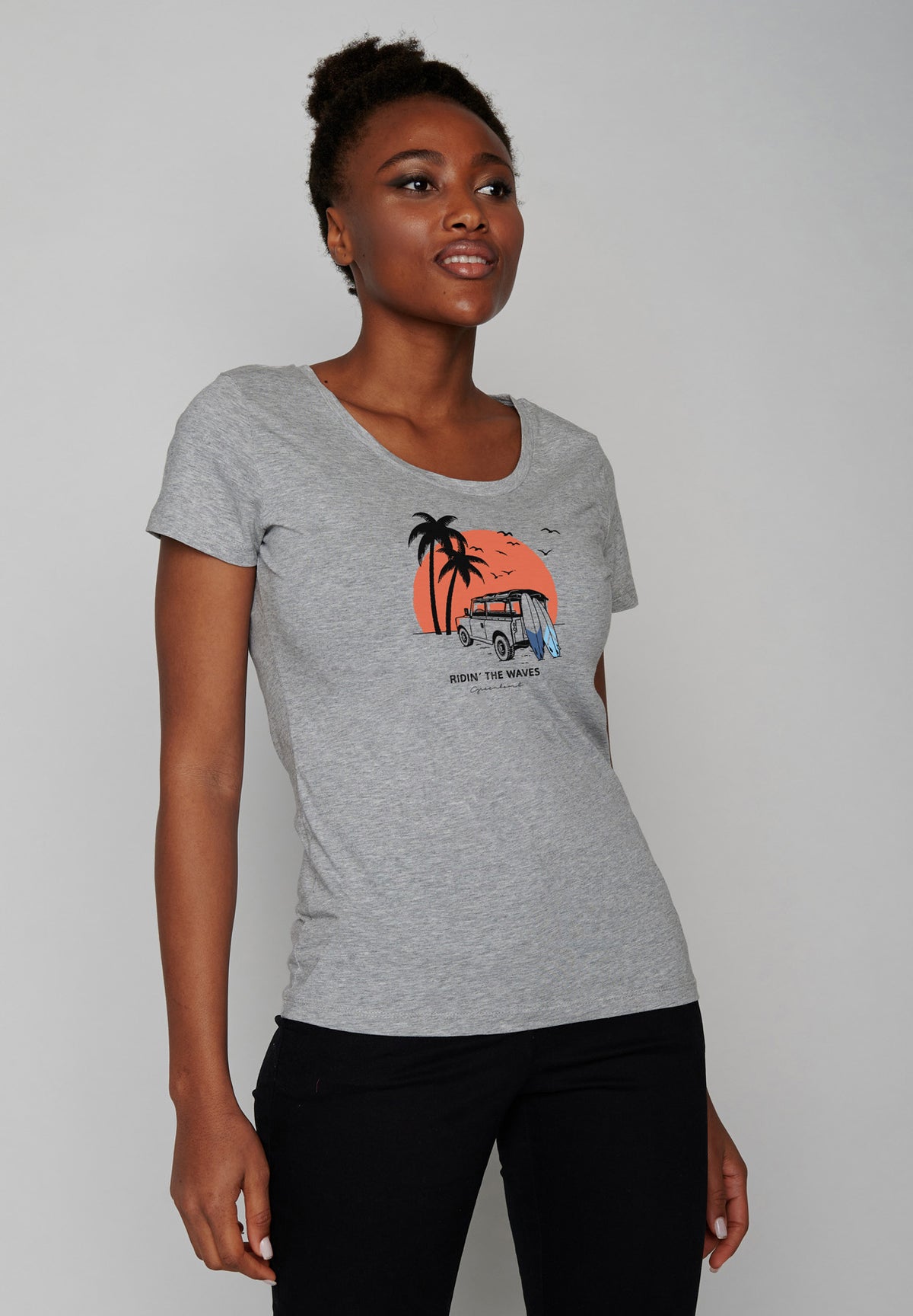 Heather Grey: Sportliches T-Shirt aus Bio-Baumwolle für Damen [17112]