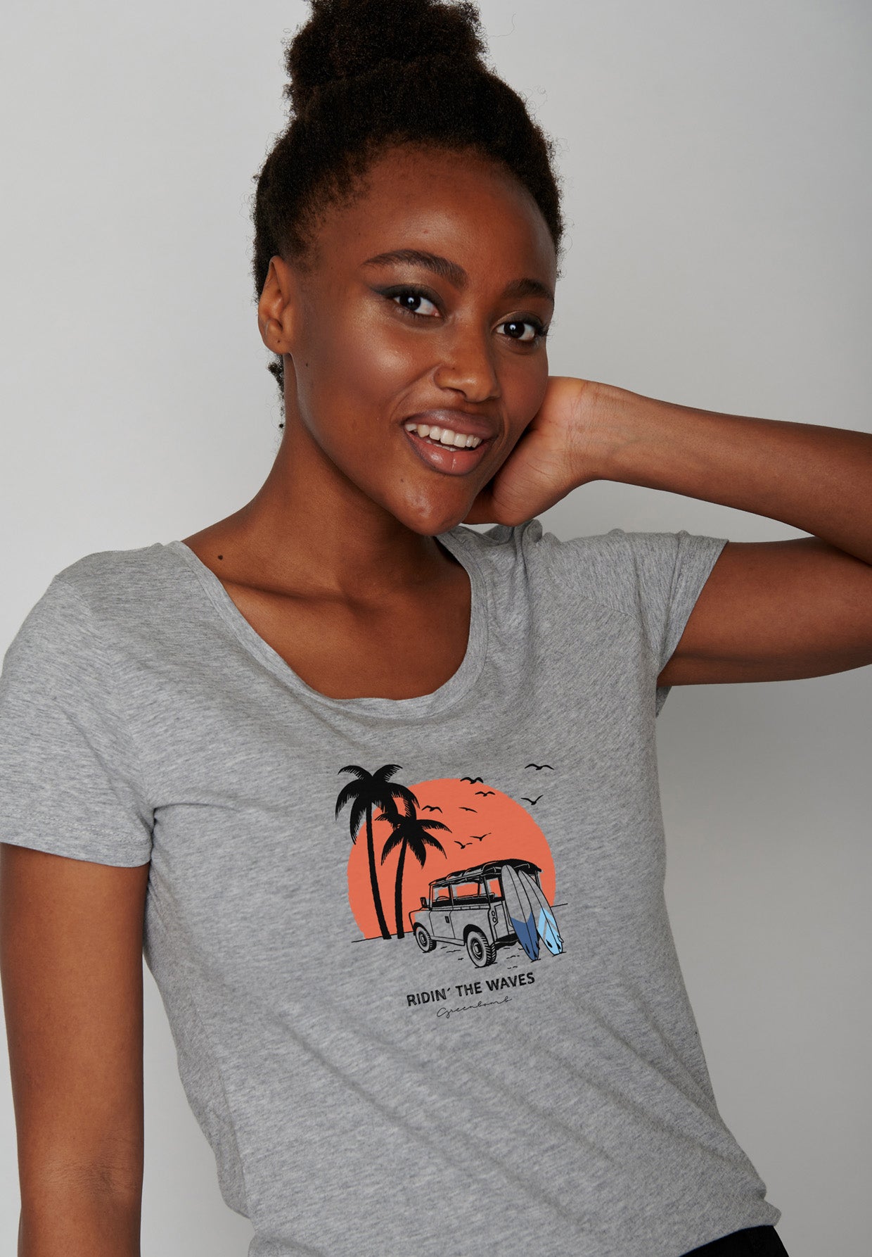 Heather Grey: Sportliches T-Shirt aus Bio-Baumwolle für Damen [17114]