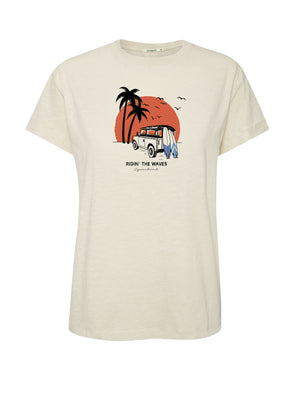 Weiß:  Lässiges T-Shirt aus Bio-Baumwolle für Damen [17116]