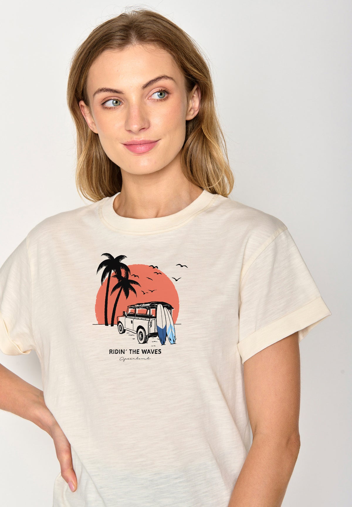 Weiß:  Lässiges T-Shirt aus Bio-Baumwolle für Damen [17120]