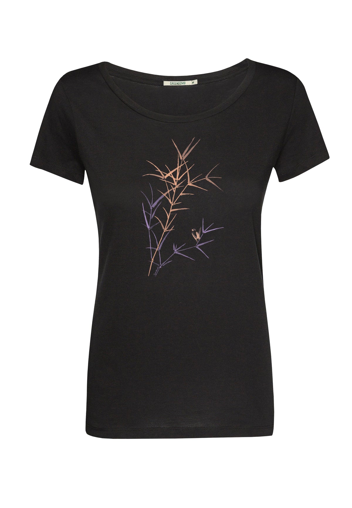 Black: Lässiges T-Shirt aus Bio-Baumwolle für Damen [17128]