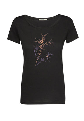 Black: Lässiges T-Shirt aus Bio-Baumwolle für Damen [17128]