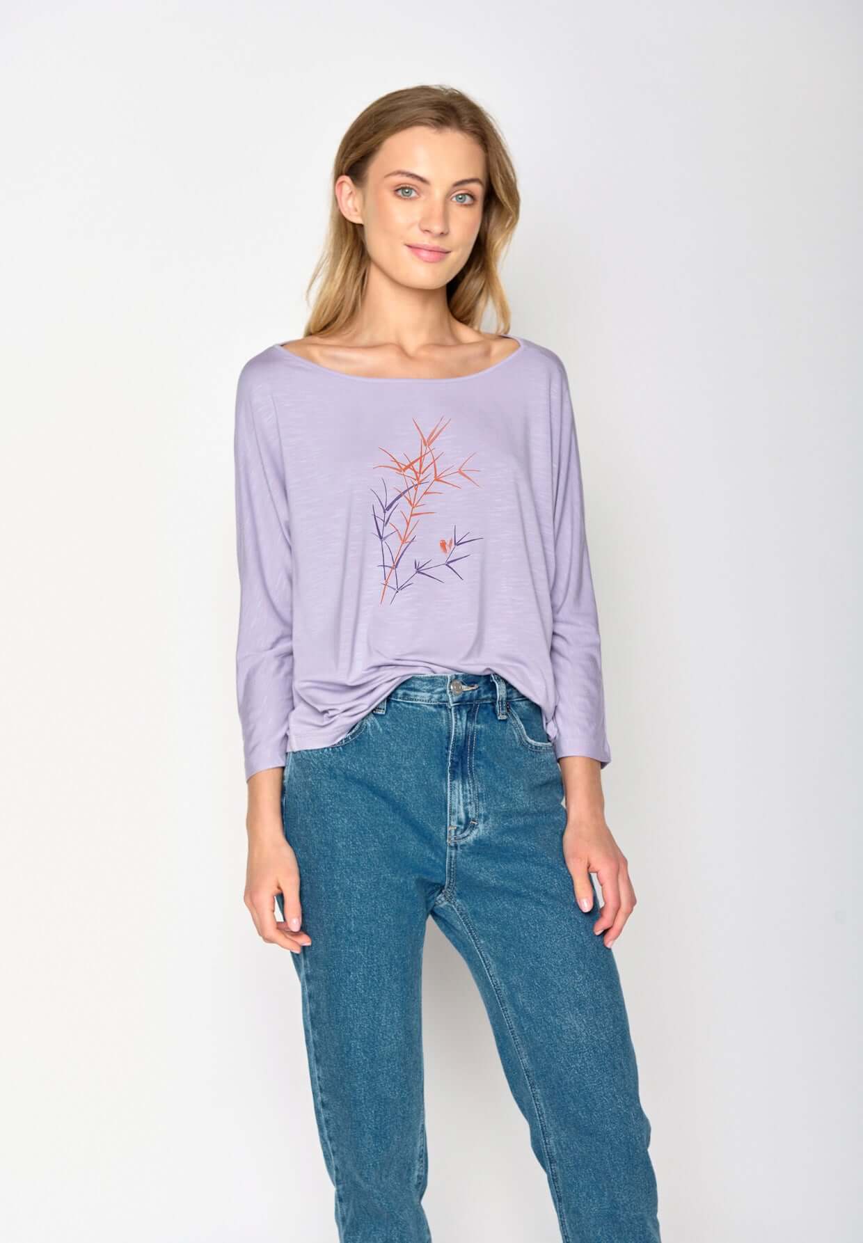 Lila:  Gemütliches Longsleeve aus Viskose (LENZING™ ECOVERO™) Mix für Damen [17131]