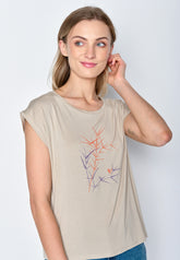 Latte: Lässiges Shirt aus LENZING™ TENCEL™ Mix für Damen [17139]