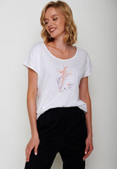Weiß:  Sportliches T-Shirt aus Bio-Baumwolle für Damen [17141]