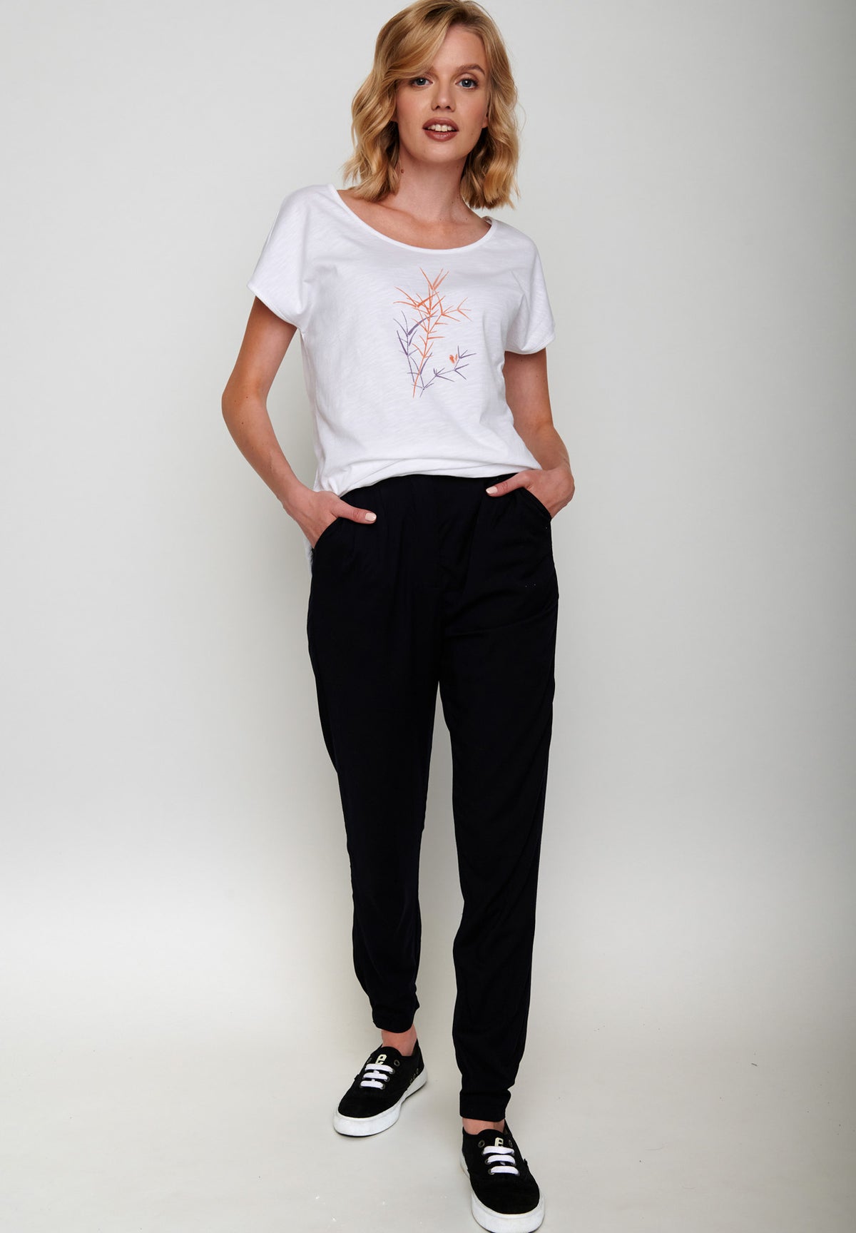 Weiß:  Sportliches T-Shirt aus Bio-Baumwolle für Damen [17142]
