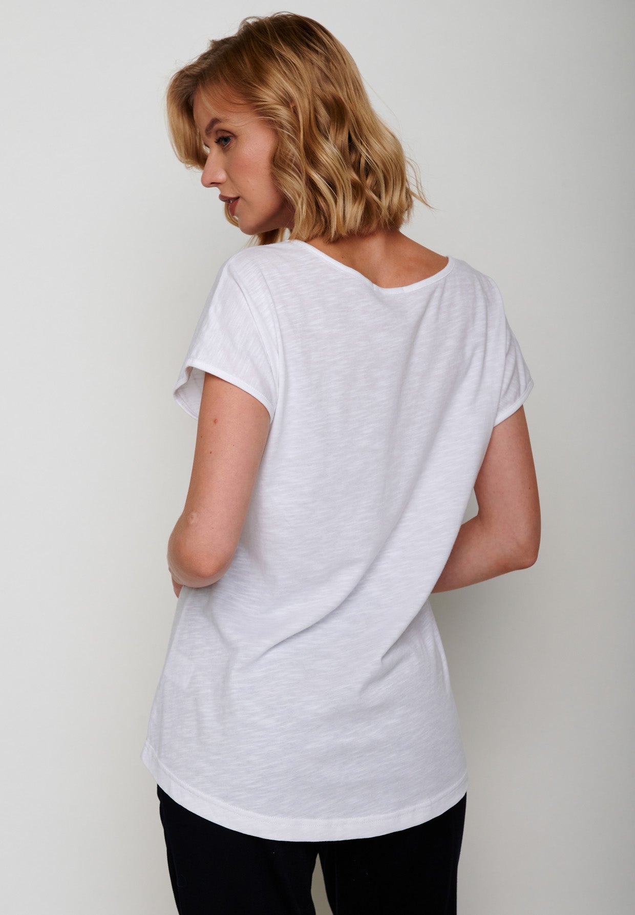 Weiß:  Sportliches T-Shirt aus Bio-Baumwolle für Damen [17143]