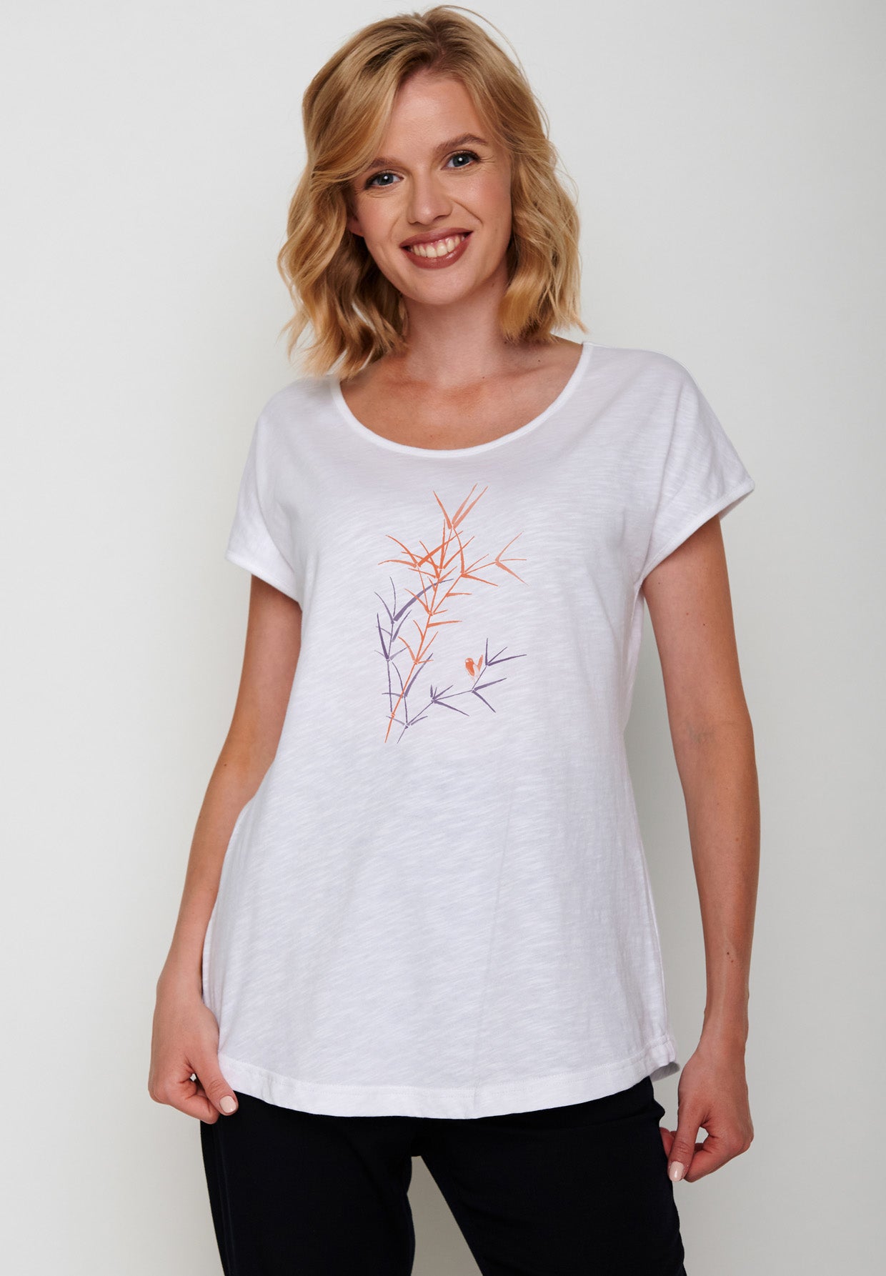 Weiß:  Sportliches T-Shirt aus Bio-Baumwolle für Damen [17144]
