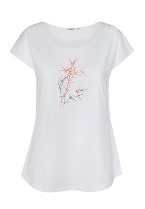 Weiß:  Sportliches T-Shirt aus Bio-Baumwolle für Damen [17145]
