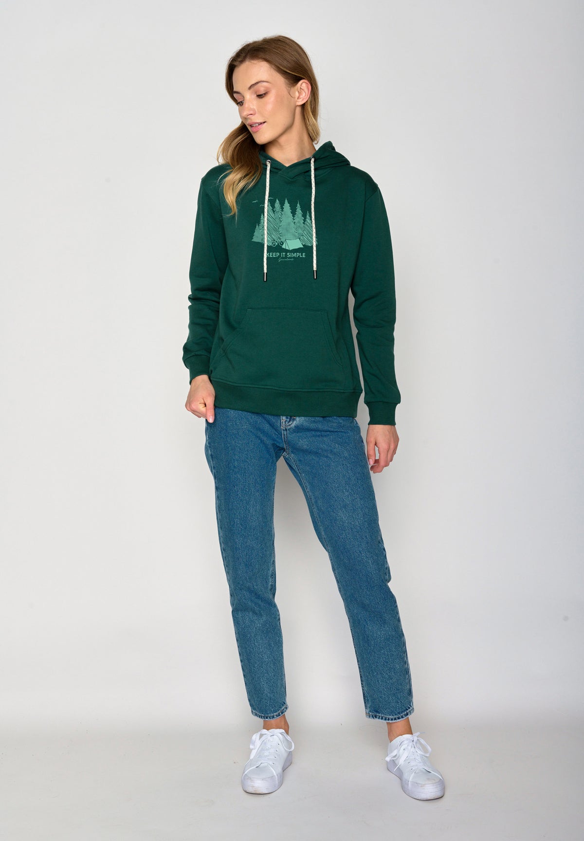 Jungle Green: Gemütlicher Hoodie aus Bio-Baumwolle für Damen [17152]