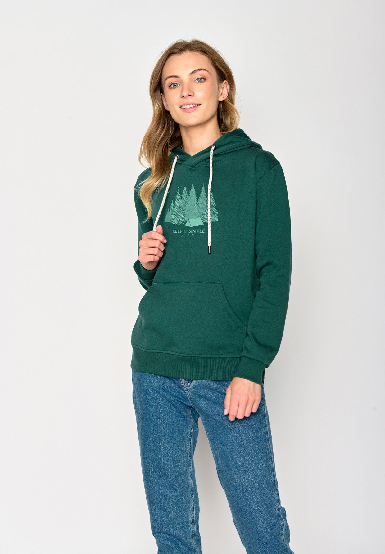 Jungle Green: Gemütlicher Hoodie aus Bio-Baumwolle für Damen [17153]