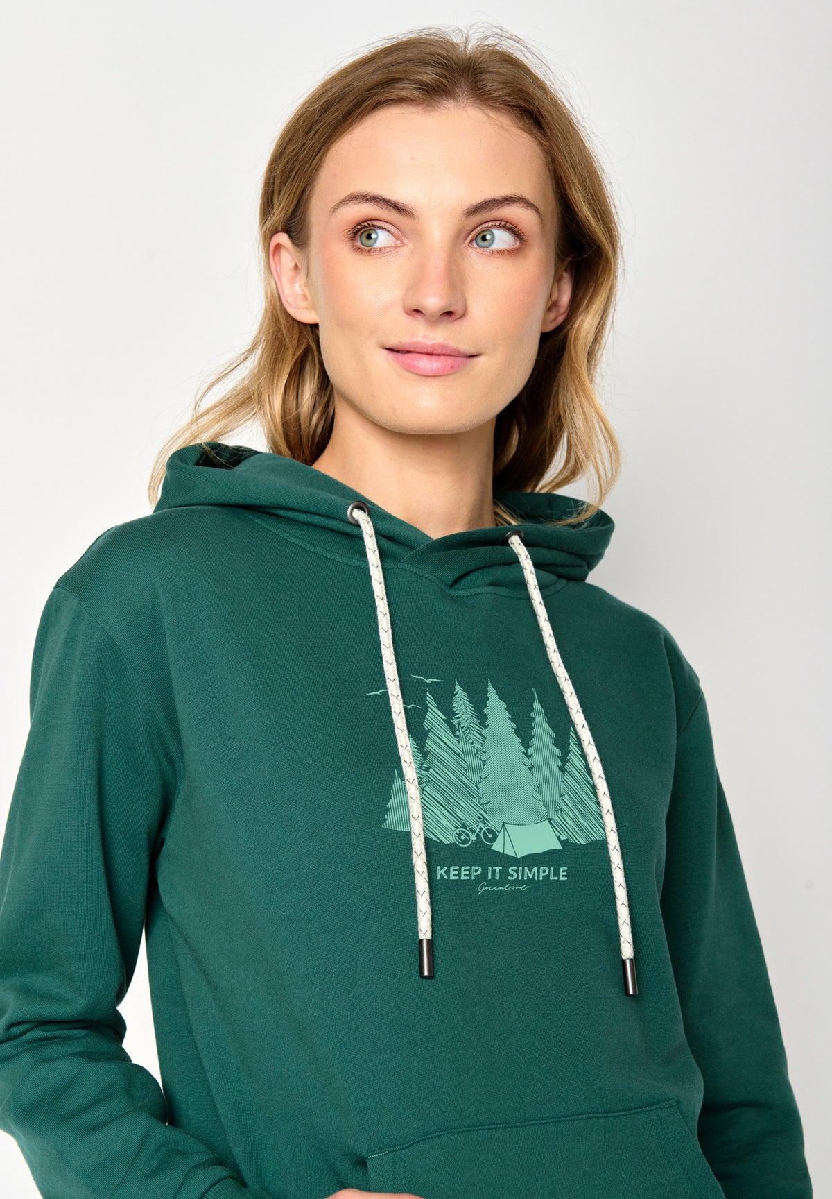 Jungle Green: Gemütlicher Hoodie aus Bio-Baumwolle für Damen [17155]