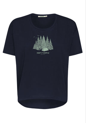 Navy: Lässiges T-Shirt aus Bio-Baumwoll Mix für Damen [17162]