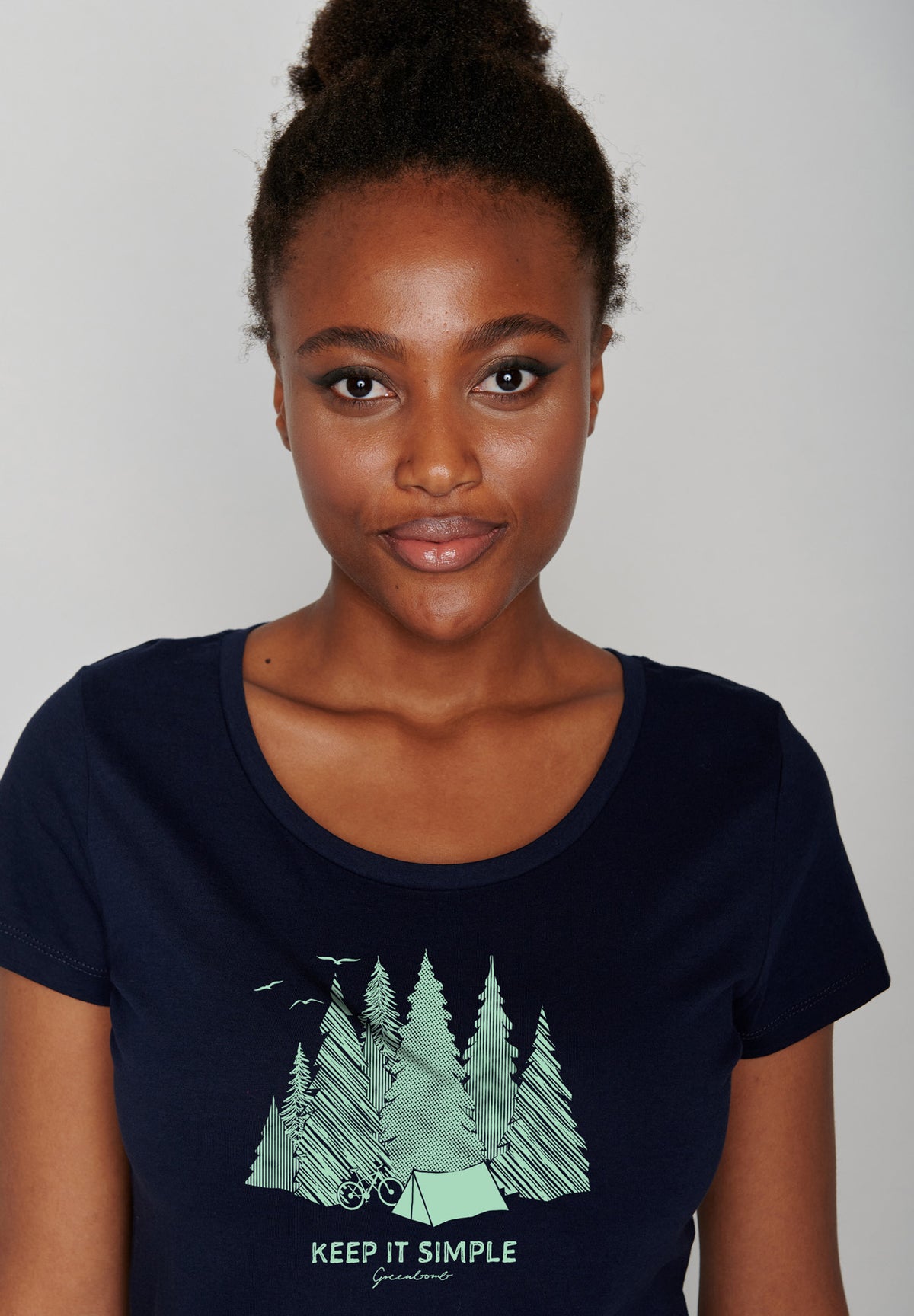 Blau:  Lässiges T-Shirt aus Bio-Baumwolle für Damen [17168]