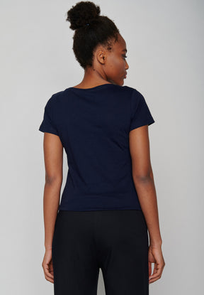 Blau:  Lässiges T-Shirt aus Bio-Baumwolle für Damen [17169]