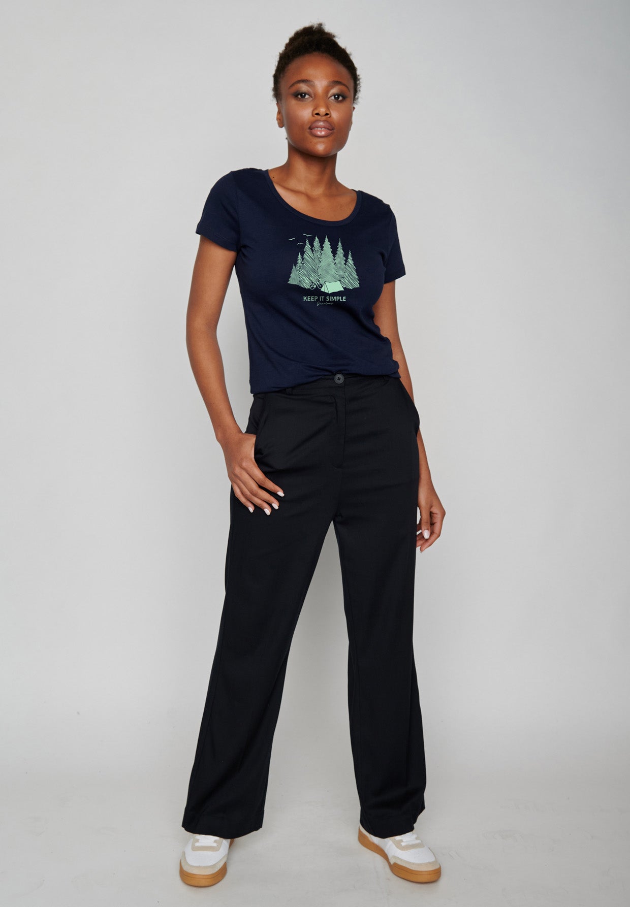 Blau:  Lässiges T-Shirt aus Bio-Baumwolle für Damen [17170]