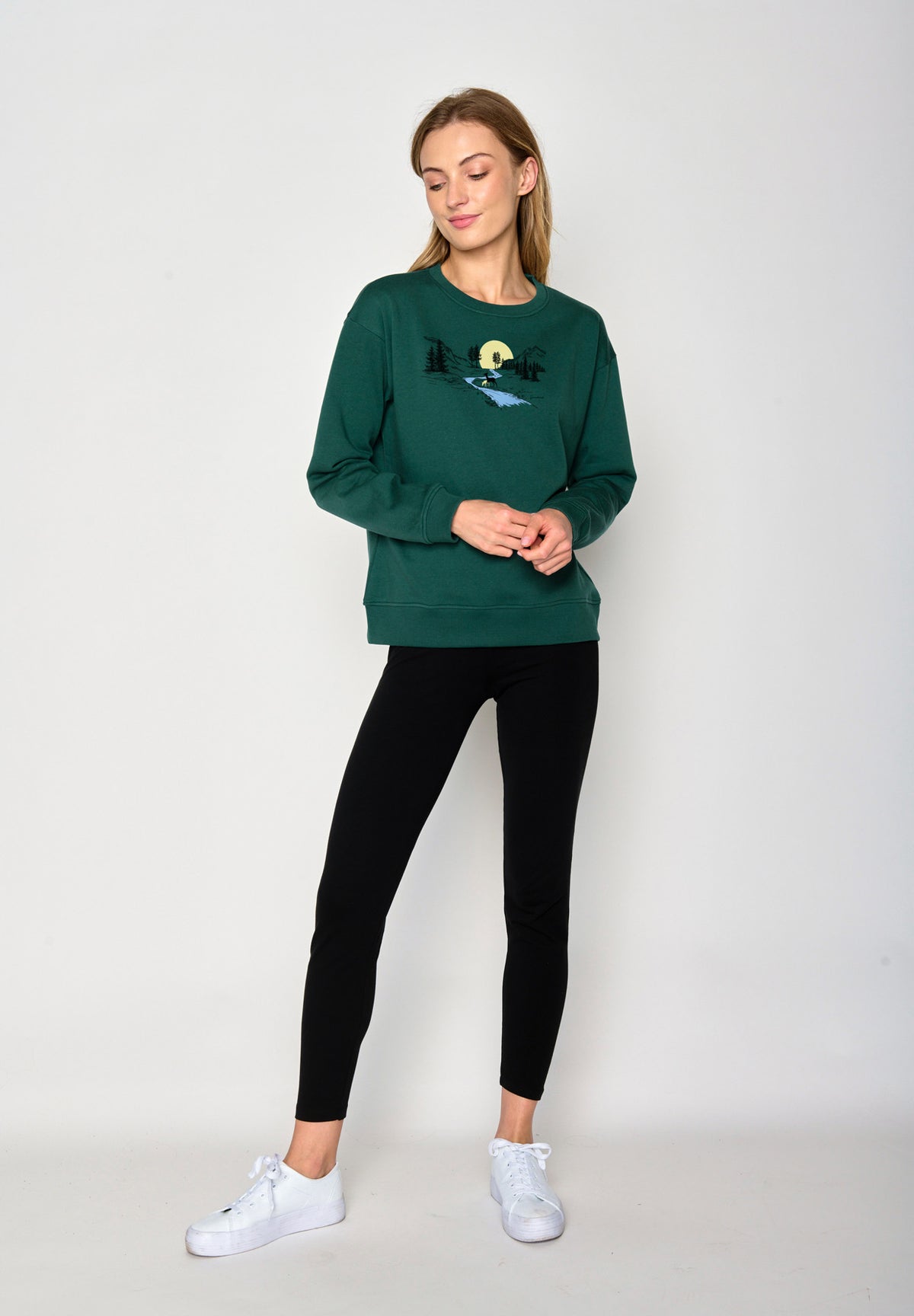 Jungle Green: Gemütliches Sweatshirt aus Bio-Baumwolle für Damen [17173]