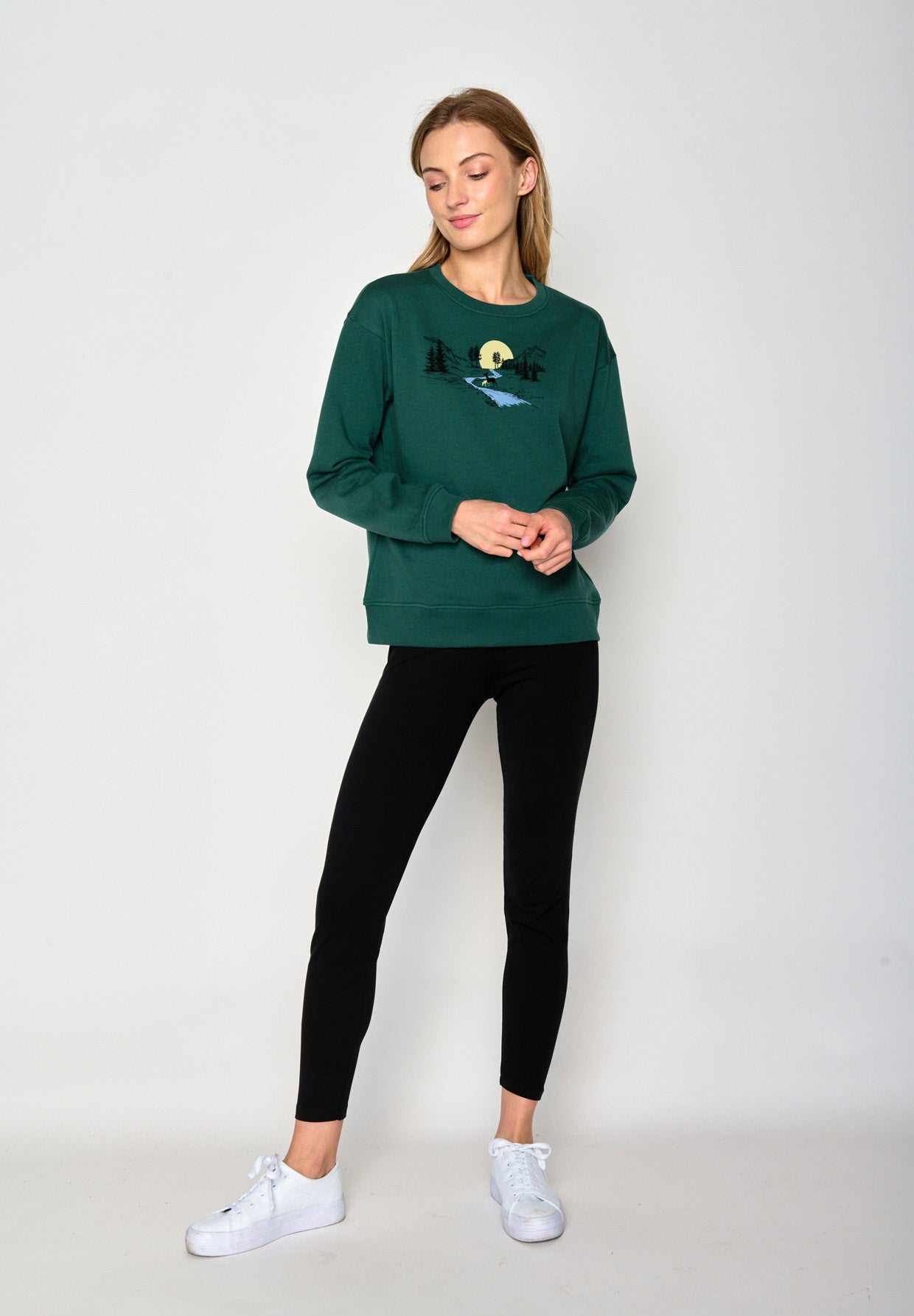 Jungle Green: Gemütliches Sweatshirt aus Bio-Baumwolle für Damen [17173]