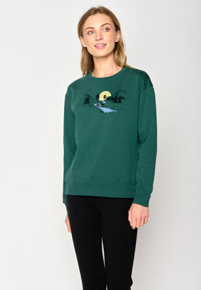 Jungle Green: Gemütliches Sweatshirt aus Bio-Baumwolle für Damen [17174]