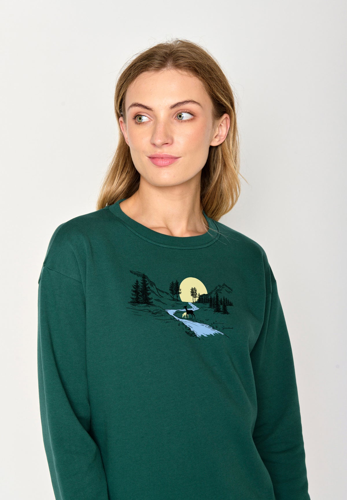 Jungle Green: Gemütliches Sweatshirt aus Bio-Baumwolle für Damen [17176]