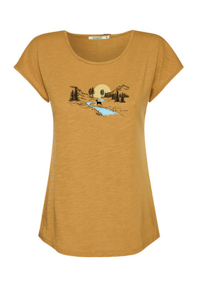 Golden Yellow: Lässiges T-Shirt aus Bio-Baumwolle für Damen [17178]