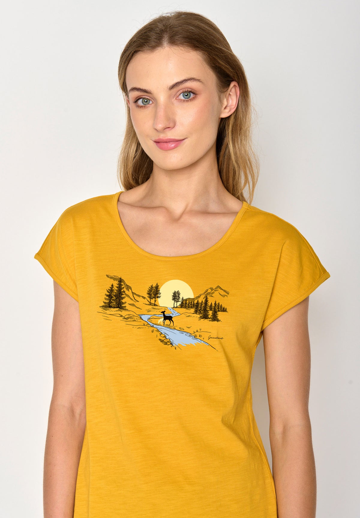 Golden Yellow: Lässiges T-Shirt aus Bio-Baumwolle für Damen [17182]