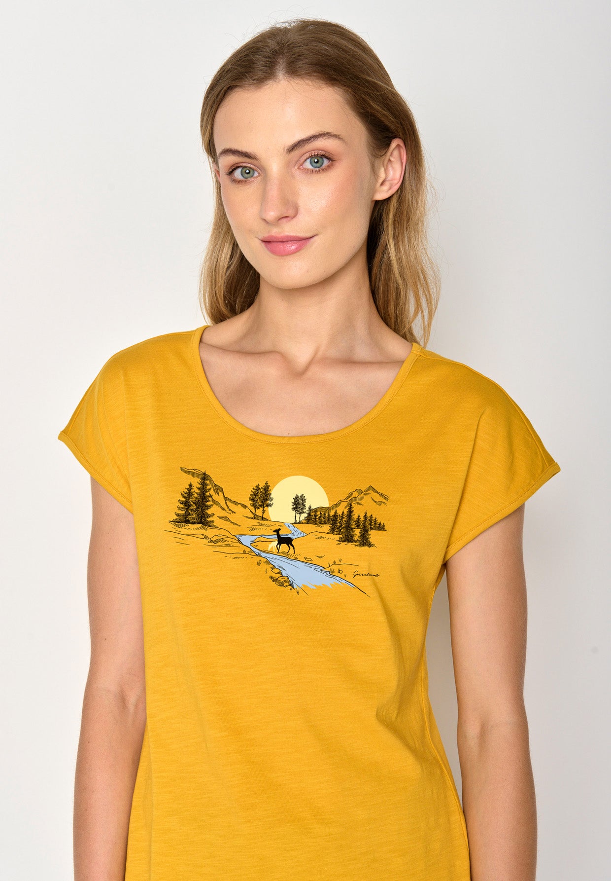 Golden Yellow: Lässiges T-Shirt aus Bio-Baumwolle für Damen [17182]