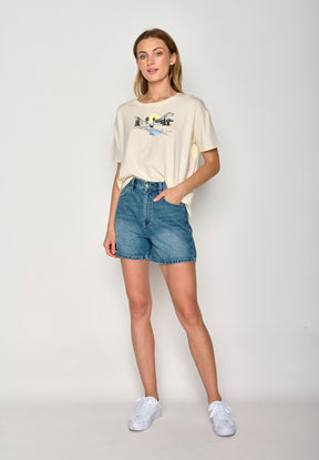 Creme White: Lässiges T-Shirt aus Bio-Baumwoll Mix für Damen [17184]