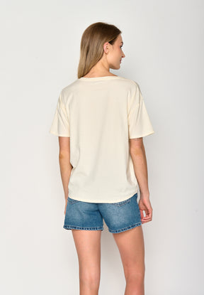 Creme White: Lässiges T-Shirt aus Bio-Baumwoll Mix für Damen [17186]